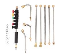 Baguette d'extension pour Nettoyeur Haute Pression, 5 tiges Droites, 3 tiges Courbes, Lance de Lavage électrique avec 6 Buses, Connexion Rapide 1/4 Pouces