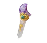 Baguette en cristal d'étoile en cristal de lune et de quartz rose de 10,9 cm - Sceptre en pierre naturelle pour rituels de méditation, décoration calme et cadeau de Noël pour femme (baguette en