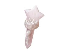 Baguette étoile en cristal de quartz rose et lune améthyste de 10,9 cm - Sceptre en pierre naturelle pour rituels de méditation, décoration calme et cadeau de Noël pour femme (baguette étoile en