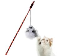 Baguette Jouets pour Chats Halloween Chaton Plumes et Clochette Teaser | Baguette d'Halloween en forme de chaton pour intérieur et extérieur, remise en forme, soulagement du stress, divertissement