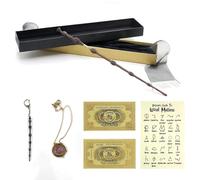 Baguette Magique de Dumbledore, Harry P Wizarding World Accessoire, avec chaîne retourneur de Temps Hermione Baguette Magique de Dumbledore - Porte-clés, Feuille de Sorts, Billet Aller-Retour
