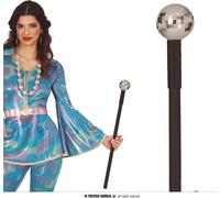 Baguette magique Disco 80s Glamour Carnaval Fête Rétro Boule Danse Brillance Élégance Étincelle Rave Mottoparty Costume Accessoire Magie Flair 50 cm, Couleur : Argent