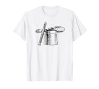 Baguette Magique et Chapeau Haut-de-Forme de Magicien - Dessin gravé sur Bois T-Shirt