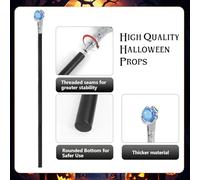 Baguette magique Halloween, sceptre, bâton de sorcière, canne gothique, bâton Maleficent, accessoires de costume Halloween, bleu magiqu,108cm,accessoire vampire,canne cosplay, carnaval,soirée à thème