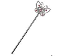 Baguette magique papillon rose adulte et enfant - Argent