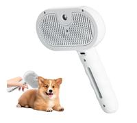 Baguette magique pour poils d'animaux, peigne à épiler avec vapeur, brosse de massage 2 en 1 avec manche, peigne nettoyant rechargeable pour chat et chien (Blanc)