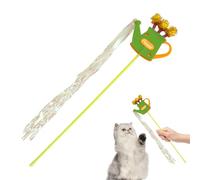 Baguette pour chat, arrosoir, jouet pour chaton d'intérieur - Jeu de cordes en ruban avec longs pompons - Fournitures interactives pour animaux de compagnie pour toutes les races d'exercice de chaton