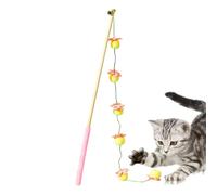 Baguette pour chat - Corde en coton 40 cm 17 g Poignée en bois Design interactif | Baguette à taquiner pour chat avec attache élastique aux fruits, jeu de simulation de chasse, jouet interactif pour