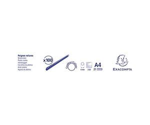 Baguette reliure anneaux plastique 6 mm Exacompta blanc - Boîte de 100