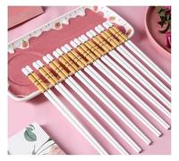 baguettes, Baguettes réutilisables en porcelaine rose mignon, coffret cadeau de 10 paires baguettes premium avec étui(Yellow)