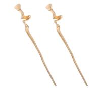 Baguettes Cheveux Géométriques en Métal Doré, Lot de 2 pour Chignons | Alliage de Zinc Poli, Design Ondulé Moderne, Maintien Léger, pour Femmes et Coiffures Tressées