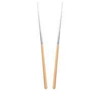 Baguettes Cuisine Inox 40cm à Long Manche pour Friture et Hot Pot | Hêtre et Acier Inoxydable, Surface Lisse sans Bavure, Prise Facile des Aliments, Finition Argentée