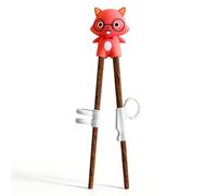 Baguettes d'apprentissage pour Enfants 18cm en Bois, Baguettes de Formation avec Guide à 3 Doigts, Sans BPA pour Débutants de 1 à 8 Ans (Renard)