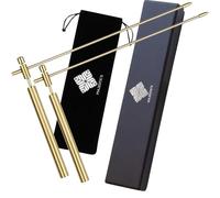 Baguettes de Sourcier Professionnelles Modèle AJUSTABLE en Métal / Laiton Doré - Coffret de Baguettes de Radiesthésie Légères et Uniques + Boîte + Pochon