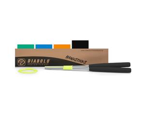 Baguettes Diabolo (32 cm) en aluminium avec cordon de rechange (160 cm) et poignée en caoutchouc mousse (noir) - Qualité professionnelle pour tous les modèles et marques