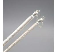 Baguettes en Argent véritable 999 avec Manche à Motif Dragon et phénix