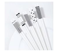 Baguettes en céramique, Ensemble de 5 paires baguettes en porcelaine noir et blanc, coffret cadeau réutilisables avec étui(G)