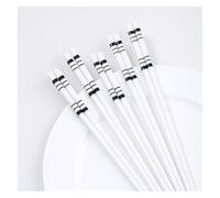 Baguettes en céramique, Ensemble de 5 paires baguettes en porcelaine noir et blanc, coffret cadeau réutilisables avec étui(X)