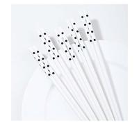 Baguettes en céramique, Ensemble de 5 paires baguettes en porcelaine noir et blanc, coffret cadeau réutilisables avec étui(F)