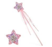 Baguettes Magiques Roses Yuomeaz, Baguettes Magiques Étoile avec Diamant, Ruban, Baguette d'ange Princesse Pailletée - Accessoires de Déguisement pour Anniversaires, Halloween et Noël