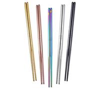 Baguettes Réutilisables en Acier Inoxydable 304 5 Paires | Surface Polie et Lisse, Prise en Main Confortable et Antidérapante, pour Dîner et Usage Quotidien Couleur Aléatoire