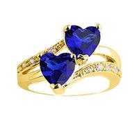 Baguier Bijoux Bagues Bague arc-en- pour femme bague double filles coeur fiançailles bagues éternelles Fournitures Bijoux (blue, 10)