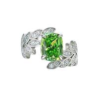Baguier Porte-clés Bijoux Women 925 Sterling Silver Lab Crafted Green Promise Ring Anniversary Ring Présentoir Bijoux Anneaux (Gold, D)