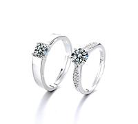 Bagule de doigt ouvert en métal sterling mode personnalisé S925 bijoux en métal sterling, anneau de diamant zircon mâle et femelle