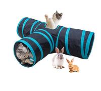 Baguuaray Tunnel pour Chat 3 Voies, Tube Tunnel Jeu Pliable pour Animaux de Compagnie Jouet Lapin Nain Interactif Jouets pour Chats, Chiots, Cobaye Utilisation Intérieure et Extérieure (T -Tunnel)