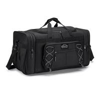 BAGZY Grand Sac de Sport Homme 70L Pliable - Cabas de Fitness, Voyage, Weekend, Bagage à Main - Rangement pour Extérieur/Camping/Trekking (Tout Noir)