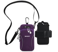 BAGZY Pochette Telephone Portable 7,0 Pouces avec Bandoulière, Brassard Telephone Sport Applicable à Course à Pied, Yoga, Jogging Accessoires pour iPhone 15 Pro/14 Pro Max (Violet)