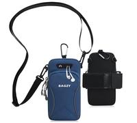 BAGZY Pochette Telephone Portable 7,0 Pouces avec Bandoulière, Brassard Telephone Sport Applicable à Course à Pied, Yoga, Jogging Accessoires pour iPhone 15 Pro/14 Pro Max (Bleu)