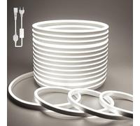 BAGZY Ruban LED Exterieur Etanche 15M Blanc de Bandeau LED 220V Néon Bande Eclairage Lumineuse IP65 de Flexible Imperméable Découpable Intérieure Inclus Adaptateur Secteur pour Chambre Cuisine