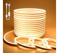 BAGZY Ruban LED Exterieur Etanche 5M Jaune de Bandeau LED 220V Néon Bande Eclairage Lumineuse IP65 de Flexible Imperméable Découpable Intérieure Inclus Adaptateur Secteur pour Cuisine