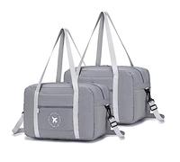 BAGZY Sac 40x20x25 Ryanair 2PCS Sac de Voyage Pliable Sac de Cabine Avion Sac à Bandoulière Sac Weekend Homme Femme Sac Cabine Avion Valise Cabine Sac Baggage Valise Voyage (Gris)