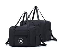 BAGZY Sac 40x20x25 Ryanair 2PCS Sac de Voyage Pliable Sac de Cabine Avion Sac à Bandoulière Sac Weekend Homme Femme Sac Cabine Avion Valise Cabine Sac Baggage Valise Voyage (Noir)