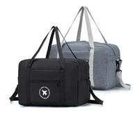 BAGZY Sac 40x20x25 Ryanair Sac de Voyage Pliable Sac de Cabine Avion Sac à Bandoulière Sac Weekend Homme Femme Sac Cabine Avion Valise Cabine Sac Baggage Valise Voyage (Noir+Gris)