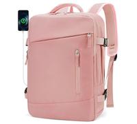 BAGZY Sac 40x30x15 Air France Anti-vol Bagage Cabine 30x40x15 cm KLM Transavia Imperméable Sacs a Dos Voyage Cabine Avion Sacs D'ordinateur 15.6 Pouces Port USB pour Sport Travail Homme Femme Rose