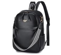 BAGZY Sac a Dos Voyage Cabine Avion 40x30x10 pour Air France Lufthansa British Airways Sacs Antivol 14 Pouces Ordinateur Portable Imperméable Sac à Dos Femmes PU Cuir pour Collège Loisir Travail Noir