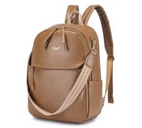 BAGZY Sac a Dos Voyage Cabine Avion 40x30x10 pour Air France Lufthansa British Airways Sacs Antivol 14 Pouces Ordinateur Portable Imperméable Sac à Dos Femmes PU Cuir pour Collège Loisir Travail Brun