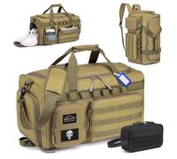 BAGZY Sac de Sport Homme 40L Sac de Voyage Tactique Militaire Imperméables Sacs Equitation avec Compartiment à Chaussures pour Voyage Sport Fitness Weekender Camping avec Trousse de Toilette Kaki