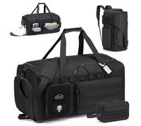 BAGZY Sac de Sport Homme 55L Sac de Voyage Tactique Militaire Sacs Equitation Imperméables avec Compartiment à Chaussures pour Sport Fitness Voyage Weekender Camping avec Trousse de Toilette Noir