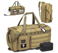 BAGZY Sac de Sport Homme 55L Sac de Voyage Tactique Militaire Sacs Equitation Imperméables avec Compartiment à Chaussures pour Sport Fitness Voyage Weekender Camping avec Trousse de Toilette Kaki