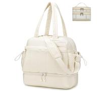 BAGZY Sac de Voyage 40X35X20 EasyJet Lufthansa Femme 32L Bagage à Main Léger pour Week-End d'Hôpital Sport Sac de Transport Cabine Avion avec Compartiment à Chaussures Humide Séparé Homme Beige