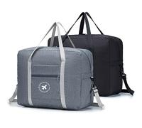 BAGZY Sac de Voyage Cabine 45x36x20 pour easyJet - Pliable Léger Valise Portable - Grande Capacité 30L - Rangement Bagage Organisateur a Main - Gris+Noir