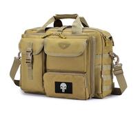 BAGZY Sacoche Tactique Bandoulière Homme - Malette de Travail, Sac à Main Militaire, Survie, Randonnée, Business, Attache Case MOLLE - Pour Ordinateur 17,3 Pouces, Khaki