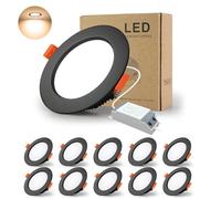 BAGZY Spot Led Encastrable Noir Extra Plat, 10 Pack 5W 500LM = 50W incandescence, IP44, 3000K Blanc Chaud, AC 220-240V,Découpe 70-80mm,Rond plafond encastré Pour salle de bain,Cuisine,Salon,Couloir