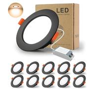 BAGZY Spot LED Encastrable Noir Extra Plat, 10 Pack 7W 700LM = 70W Incandescence, IP44, 3000K Blanc Chaud, AC 220-240V,Découpe 80-90mm,Rond ultraslim Plafond encastré pour Salle de Bain,Cuisine,Salon