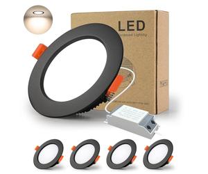 BAGZY Spot Led Encastrable Noir Extra Plat,4 Pack 18W 1500LM = 150W incandescence,IP44, Blanc Naturel 4000K,AC 220-240V,Découpe 160-170mm,Rond plafond encastré Pour salle de bain,Cuisine,Salon,Couloir