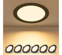 BAGZY Spot LED Encastrables Noir 7W 220V Extra Plats IP44 Blanc Chaud 3000K Lot de 6 Spot LED Plafond Découpe 65-75mm, pour Salle de Bain Cuisine Salon Rond Couloir Éclairage（Modèle sans conducteur）